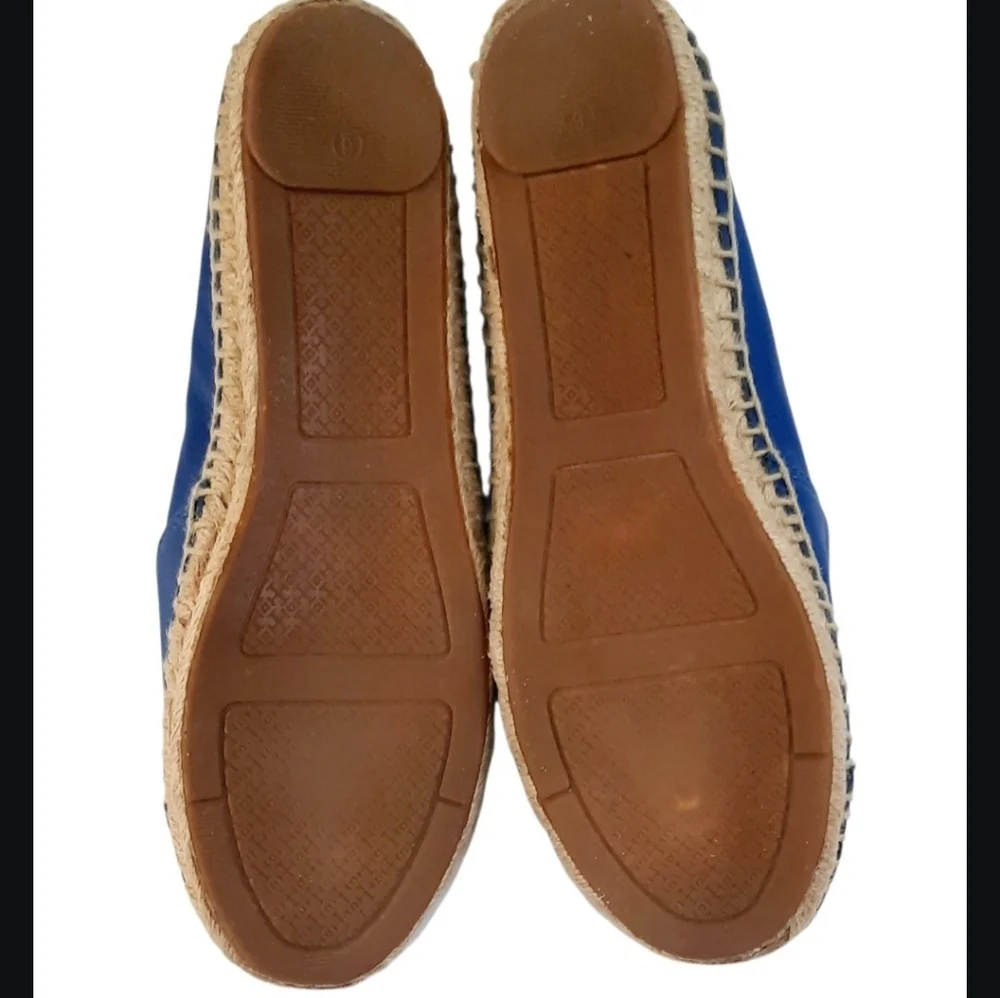 Tory Burch Color-Block Flat Espadrilles in Jelly Blue and Tory Navy.